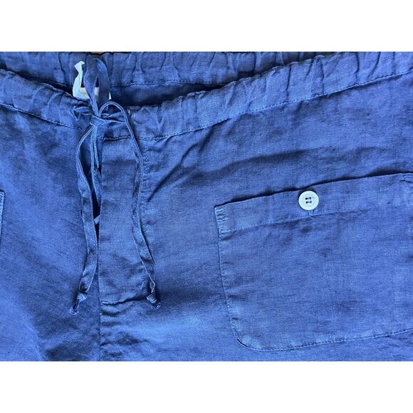 Vintage 90s allen allen Linen Drawstring Pants in Blue Size 1X - Picture 3 of 4